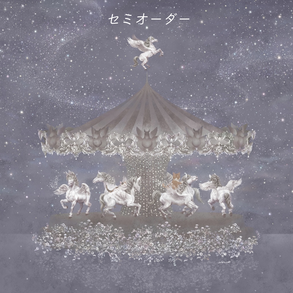 ジークレープリント木製パネル530×530×20mm ペガサス 【月下美人 一夜】