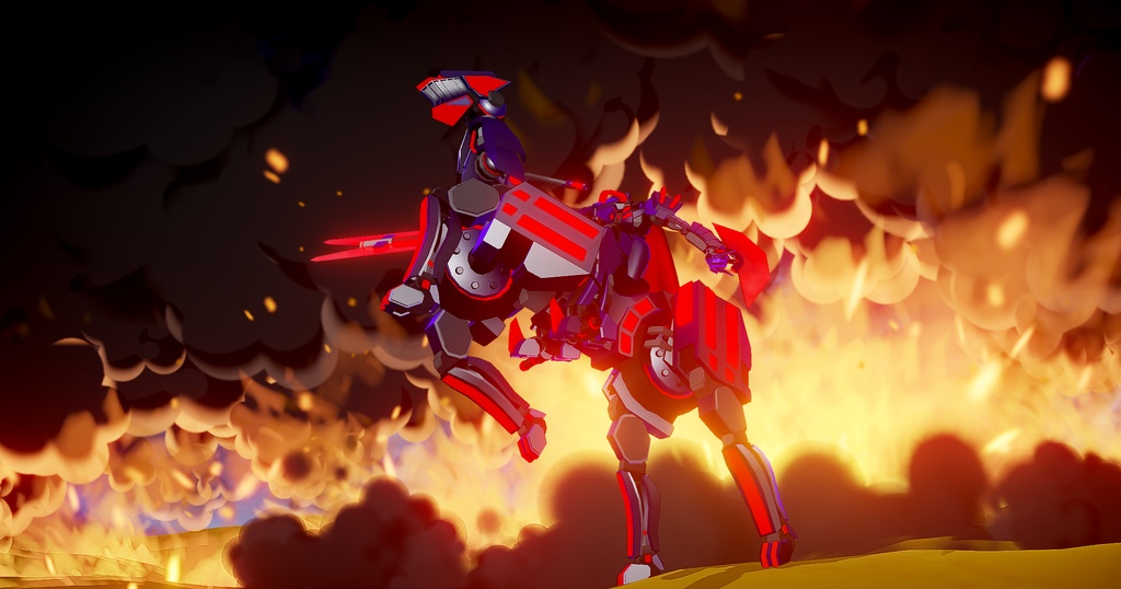 【VRChat対応】【cluster対応】鋼鉄のデュラハン「Calamity-Nova」&可変式馬兵「Giga-horse」【VRM】【unitypackage】【FBX】