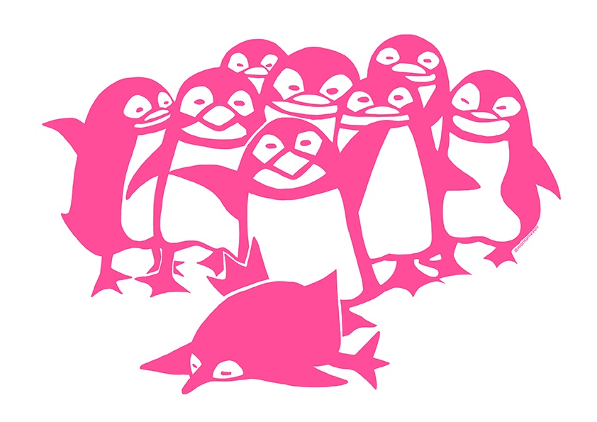 ペンギンTシャツ(白/ピンク)