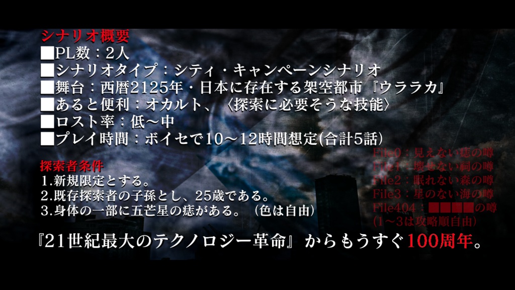 【CoCシナリオ】『ウララカ都市伝説ファイル』
