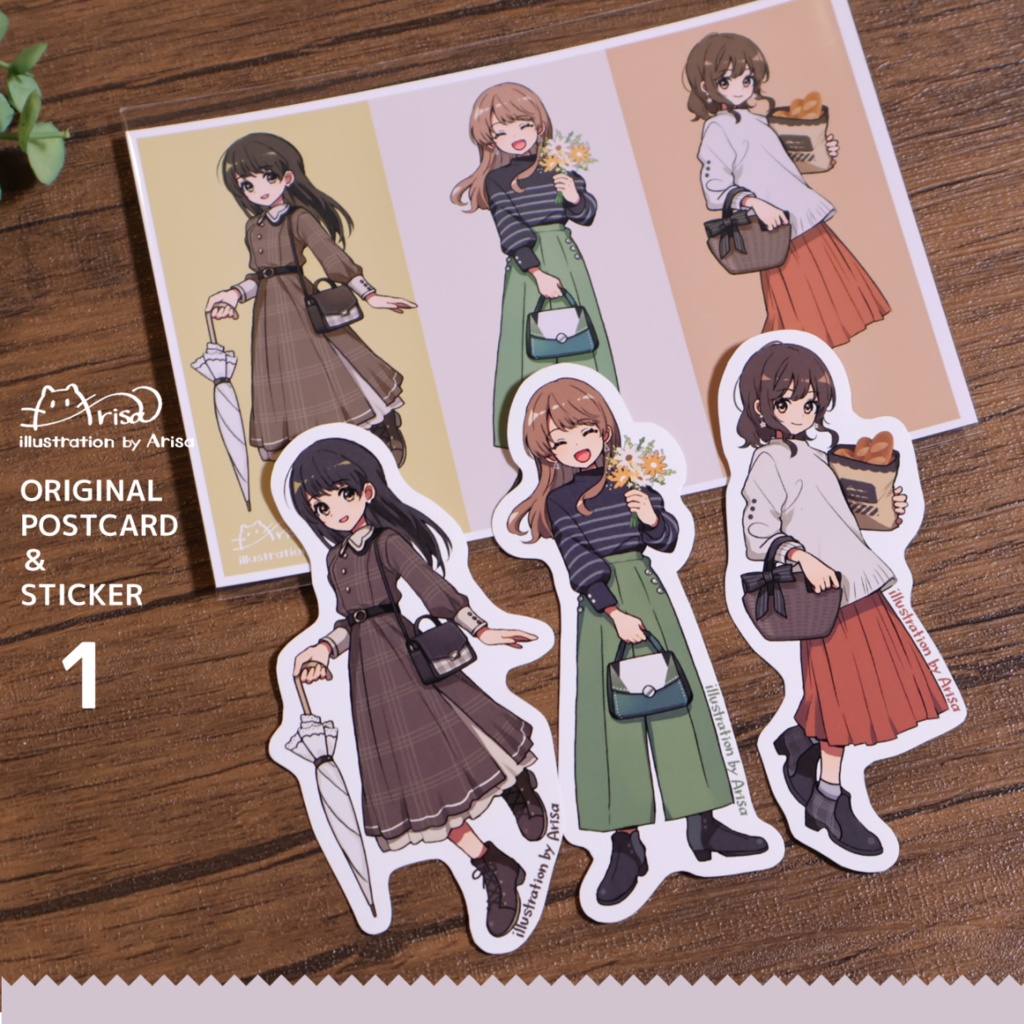 秋色を楽しむ ポストカード&ステッカーセット