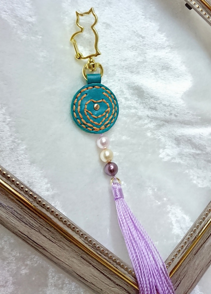 三國無双8 法正モデル牛革キーホルダー(ビーズタイプ)