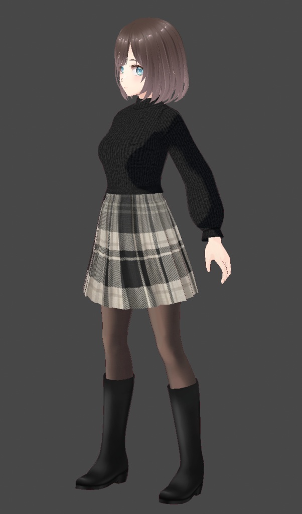 VRoid用 コージーチェック冬コーデ / Cozy Plaid Winter Outfit (VRoid)
