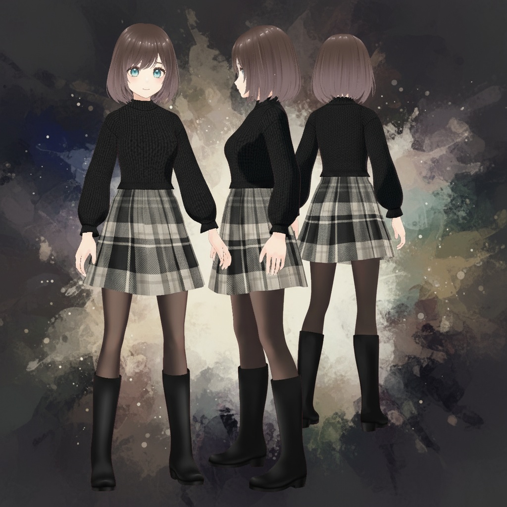 VRoid用 コージーチェック冬コーデ / Cozy Plaid Winter Outfit (VRoid)