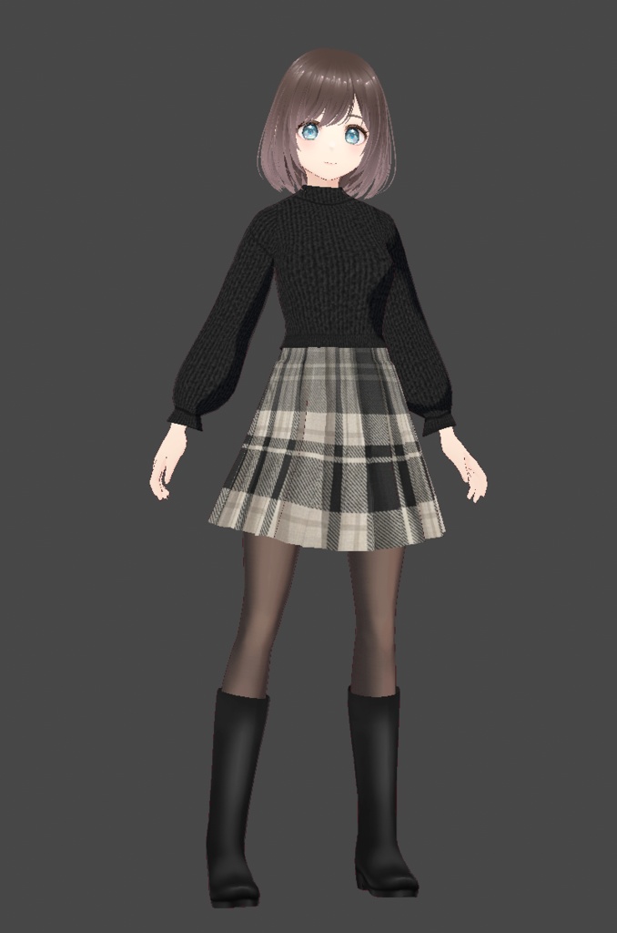 VRoid用 コージーチェック冬コーデ / Cozy Plaid Winter Outfit (VRoid)