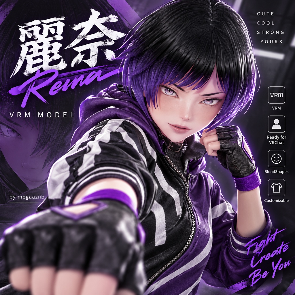 麗奈 Reina Tekken 8 3D semi realistic Vroid VRM Avatar