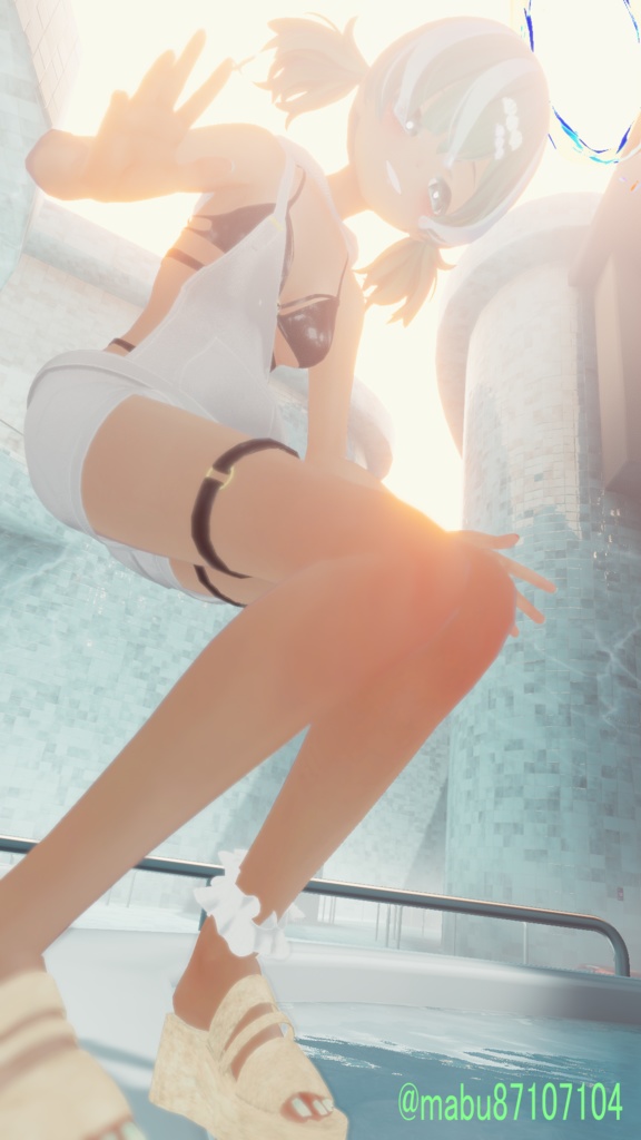 びしょぬれのしずくさんのメイク、肌テクスチャ