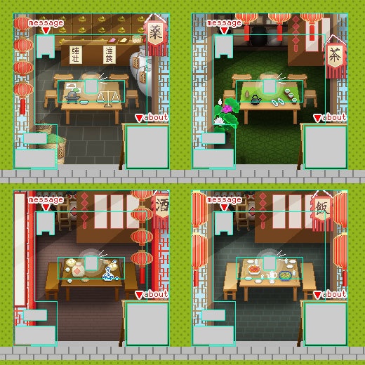 <ver.02>薬屋・茶屋・酒屋・飯屋 (中華風・昼夜) /ピクスク用 店舗外観