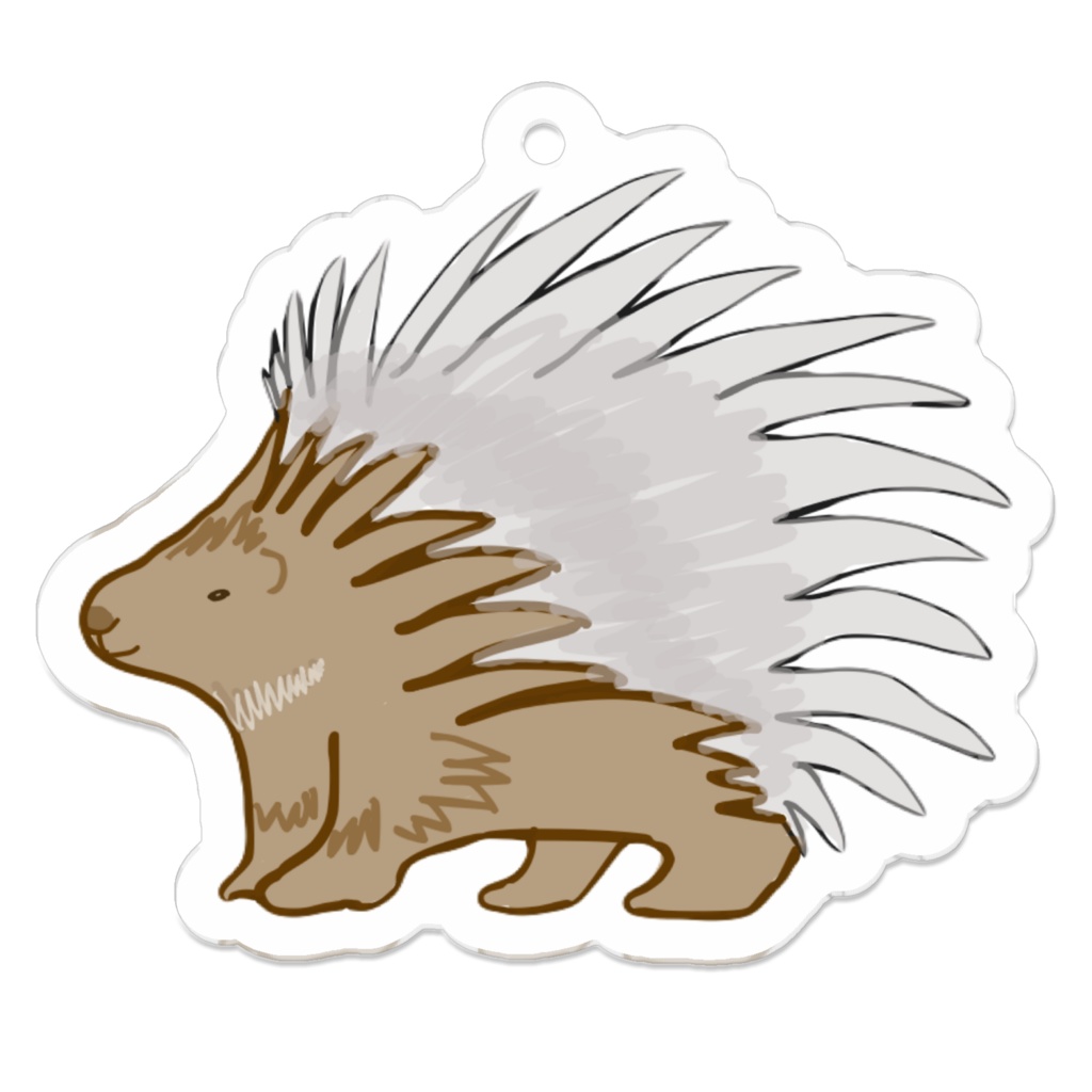 ZOOLOGICAL ARCHIVE No.005|タテガミヤマアラシ 標本タグアクリルキーホルダー(50mm)