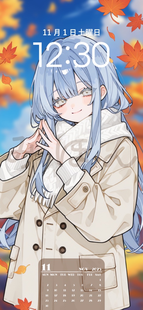 ❄️11月用のカレンダー付き待ち受け素材❄️