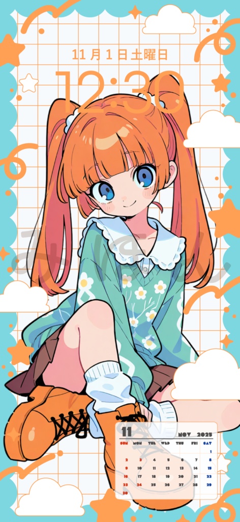 ❄️11月用のカレンダー付き待ち受け素材❄️