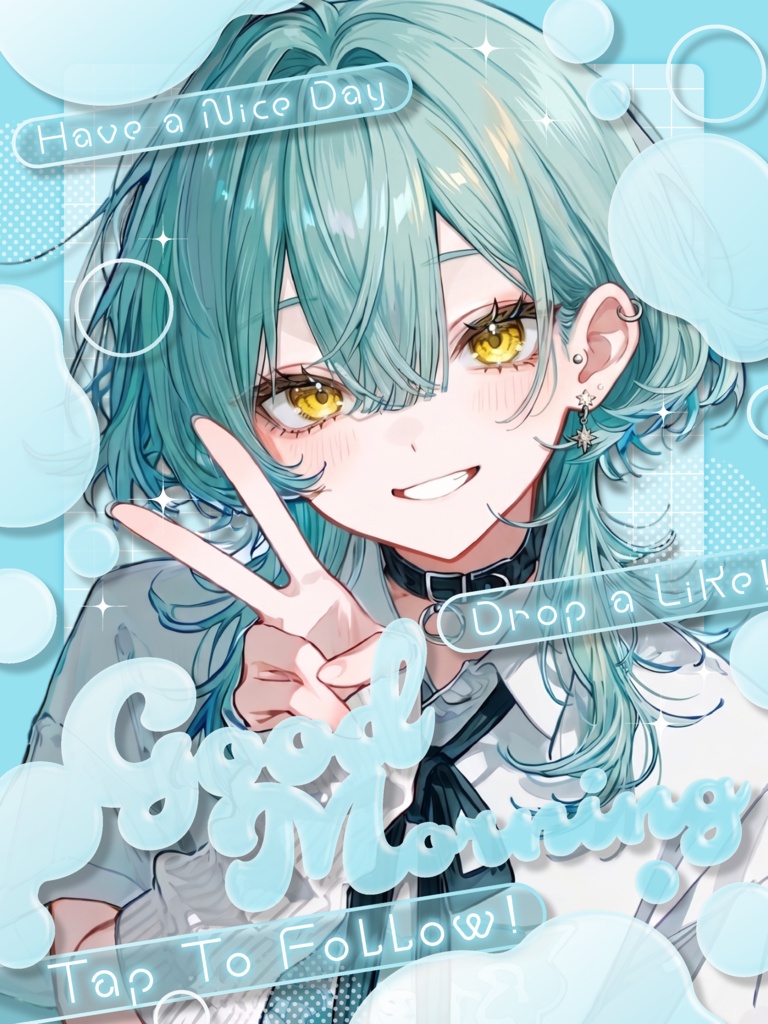 水滴風💧おはよう素材【VTuber向け素材】