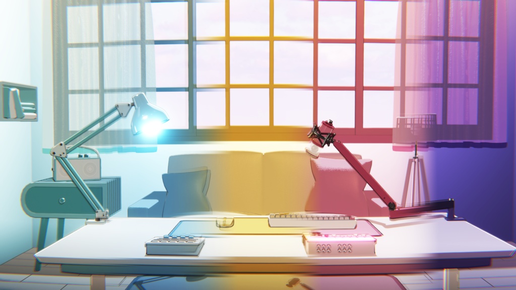 [Warudo PRO/NiloToon Environment] Pastel Tone Simple Room Collection – 5 Designs + Gaming Chairs – 2 Types (Black/White)