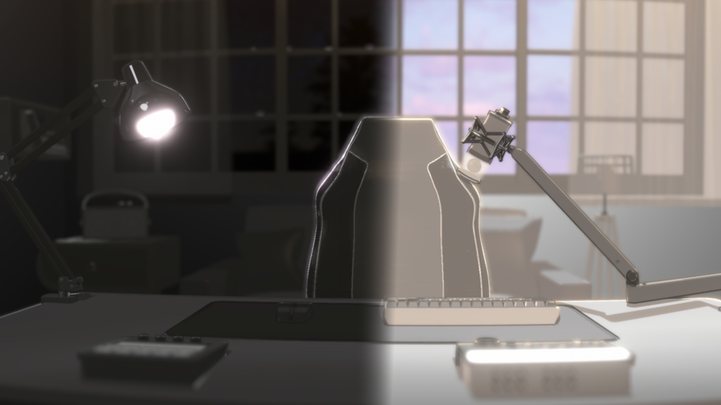  [Warudo PRO/NiloToon Environment] Monotone Simple Room Collection – 2 Designs + Gaming Chairs – 2 Types (Black / White)