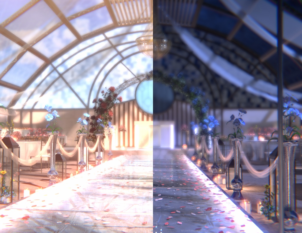 [Warudo PRO/URP Environment] Wedding hall (Day&Night)