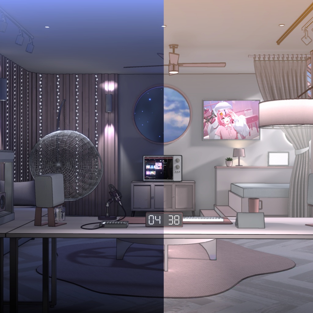 [Warudo PRO/URP- Environment] Loft Studio (Day + Night)
