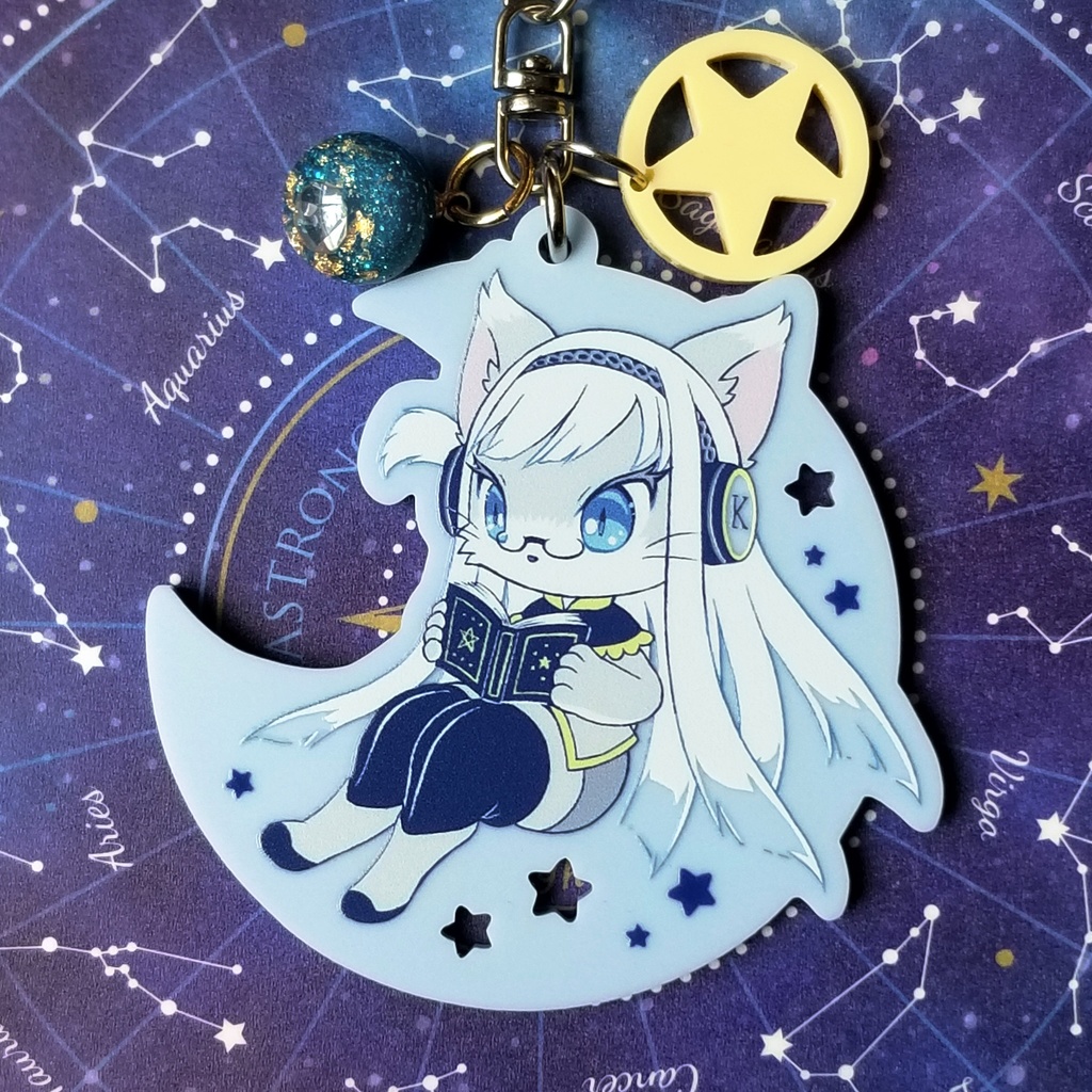 ビャクヤ三日月マットアクリルキーホルダー