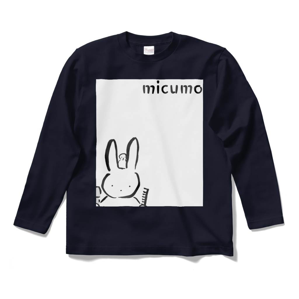 micumo　うふふのうさぎさん　ロングスリーブTシャツ（ネイビー）