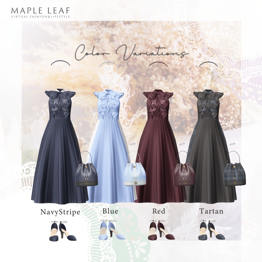 【27アバター対応】Ruffle Ribbon Dress