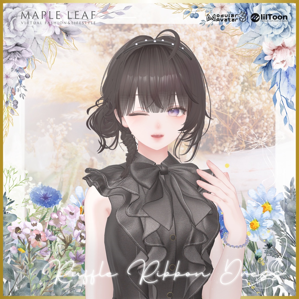 【27アバター対応】Ruffle Ribbon Dress