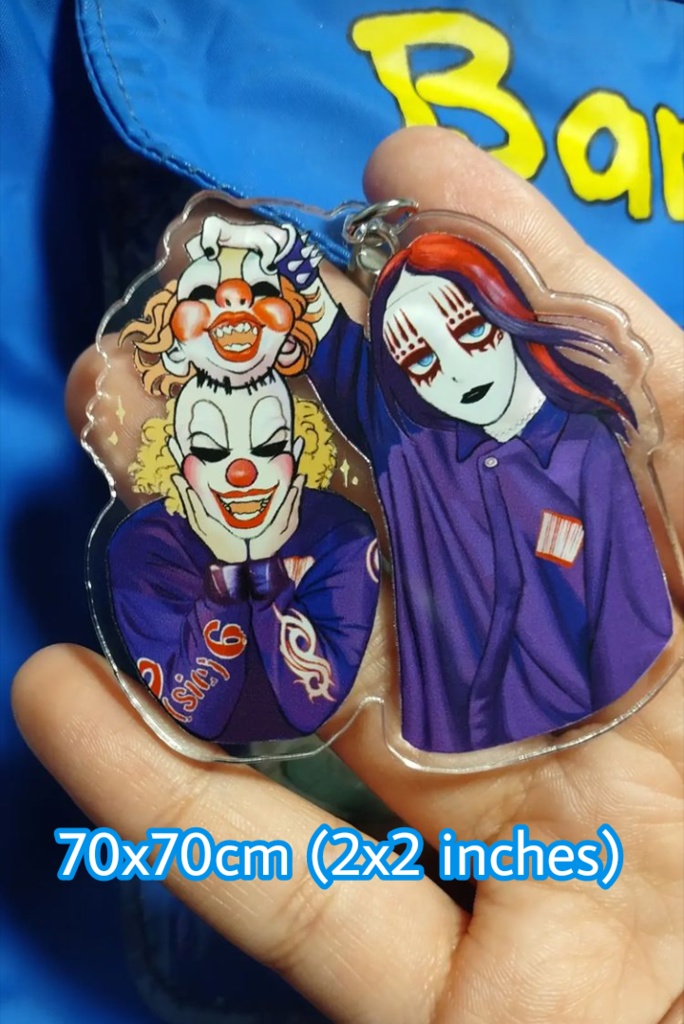 joey and clown cute chibi acrylic keychain (slipknot)