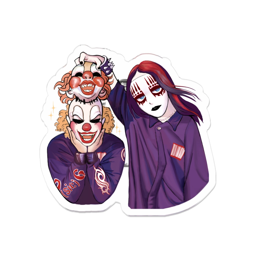 joey and clown cute chibi acrylic badge (slipknot)