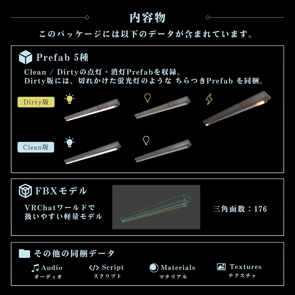【VRChat向け】ちらつく蛍光灯 / Flickering Fluorescent Light