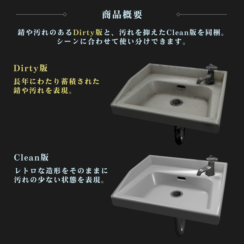 【VRChat向け】古びた洗面台 / Old Washbasin