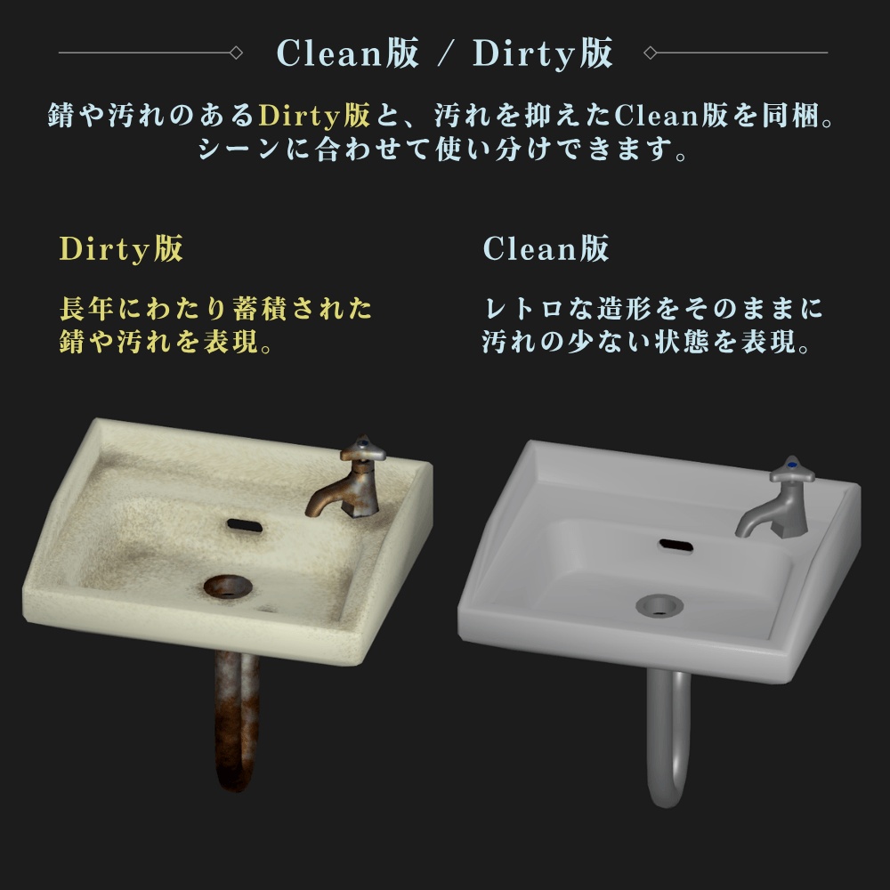 古びた洗面台 / Old Washbasin【VRChat向け3Dモデル】