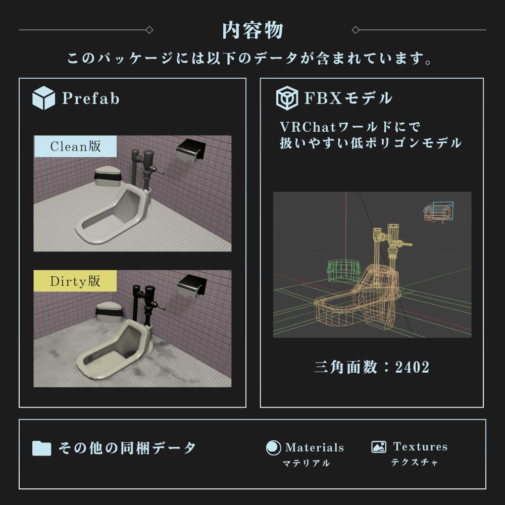 【VRChat向け】古びた和式トイレ / Old Japanese Squat Toilet