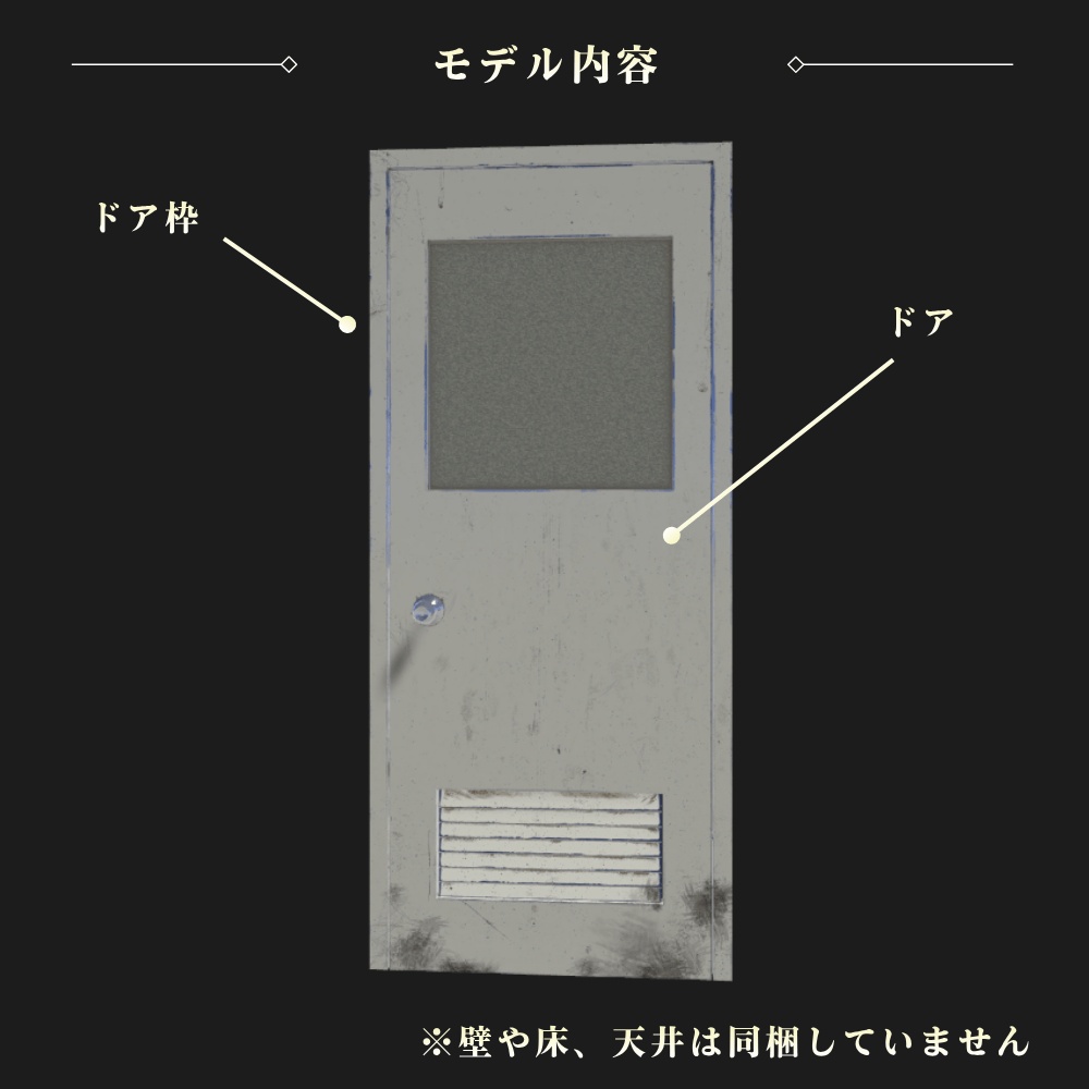 古びたドア / Old Door【VRChat向け3Dモデル】