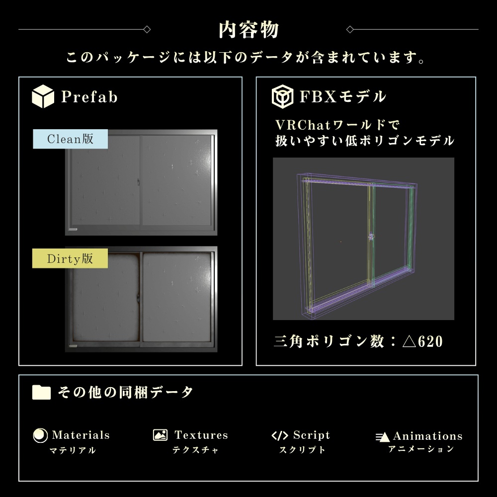 昭和レトロな窓【VRChat向け3Dモデル】