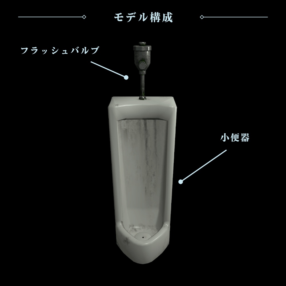 【VRChat向け】古びた小便器 / Old Urinal