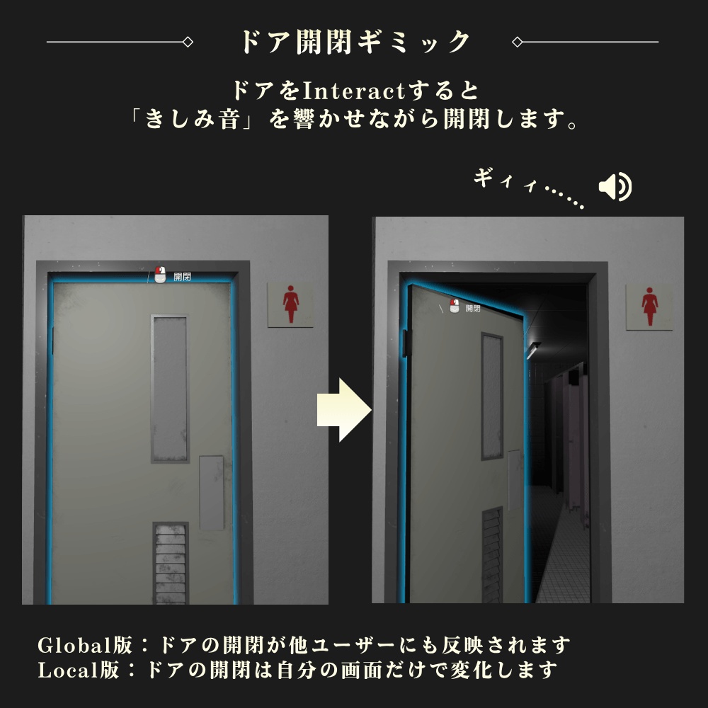 古びたトイレのドア / Old Toilet Door【VRChat向け】