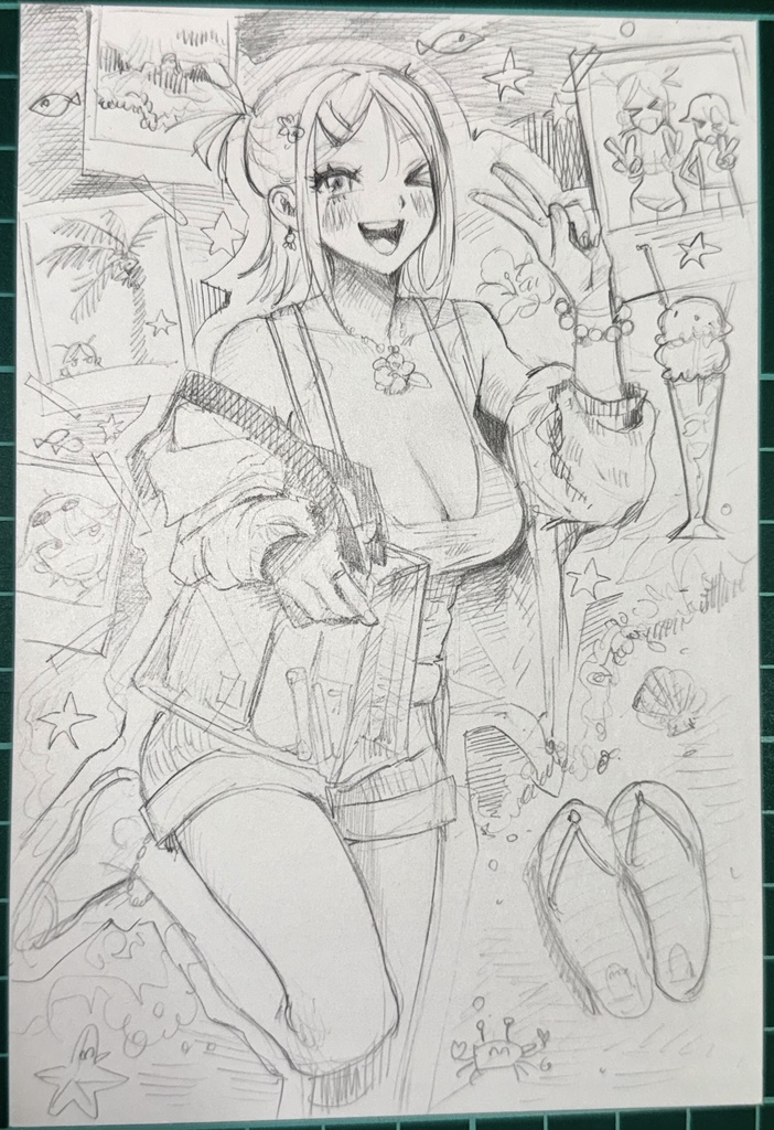 【アナログ落書き】海へレッツゴーグリコちゃん