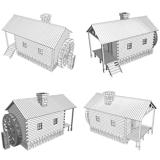 中世の水車小屋1 Medieval Watermill 1