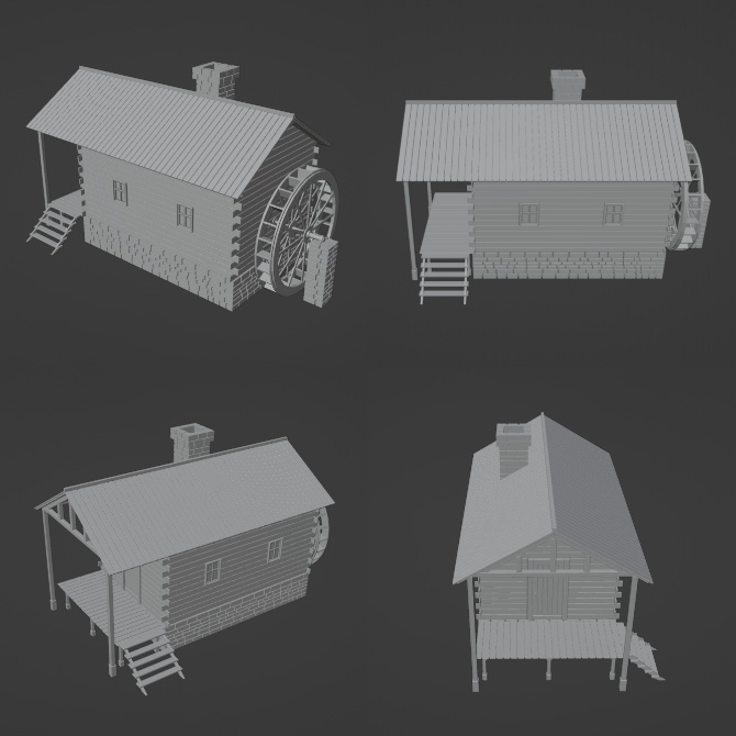 中世の水車小屋1 Medieval Watermill 1