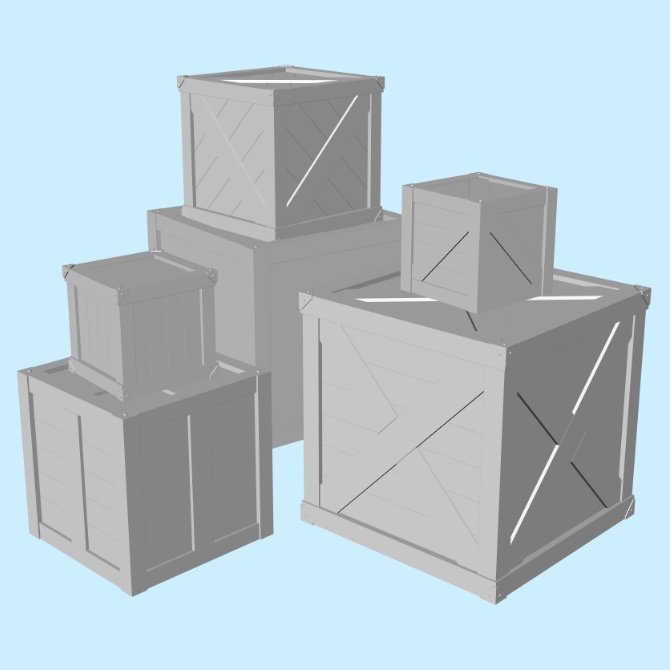 【3D素材】木箱セット1【cs3o】