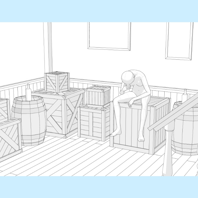 【3D素材】木箱セット1【cs3o】