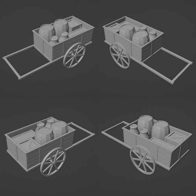 中世の荷車/積荷付き1 Medieval Cart/ With Cargo 1