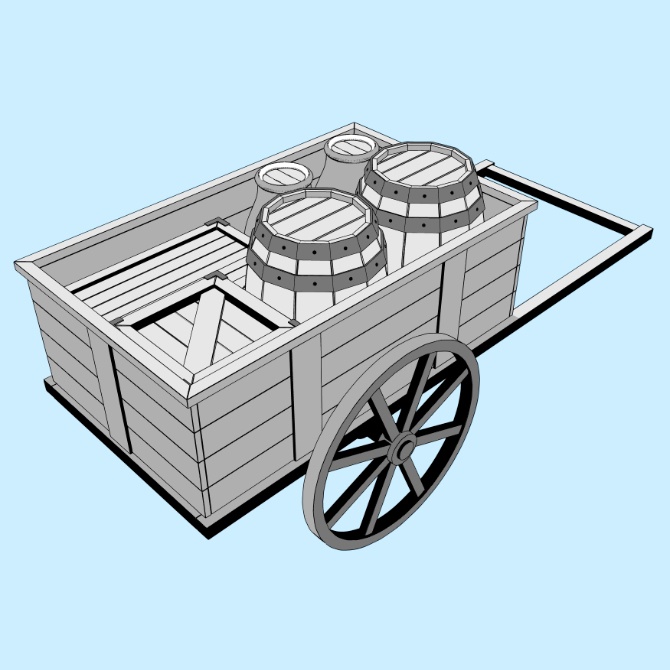 中世の荷車/積荷付き1 Medieval Cart/ With Cargo 1