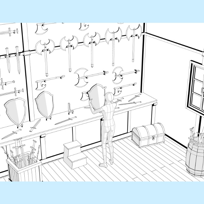 【3D素材】中世の武器屋1【cs3o】