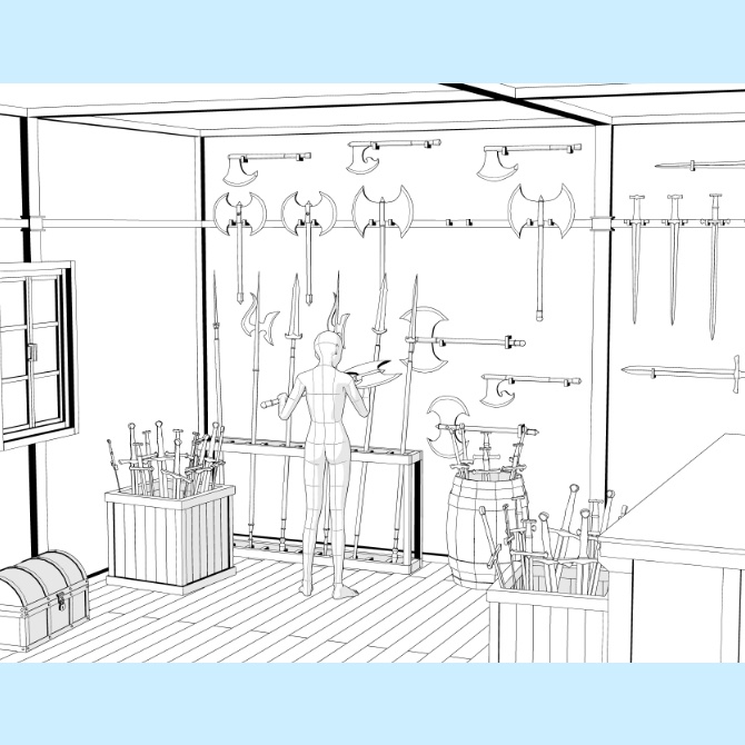 【3D素材】中世の武器屋1【cs3o】