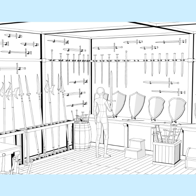 【3D素材】中世の武器屋1【cs3o】