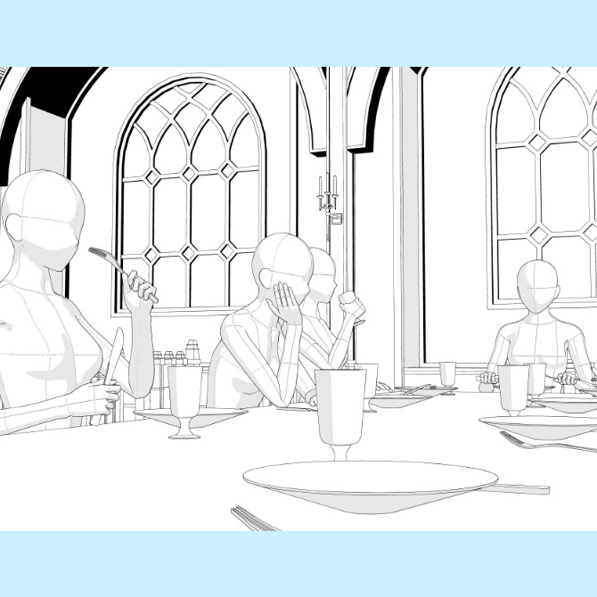 【3D素材】中世の食堂1【cs3o】