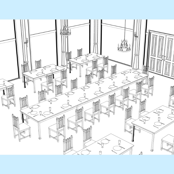 【3D素材】中世の食堂1【cs3o】