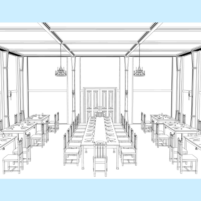 【3D素材】中世の食堂1【cs3o】