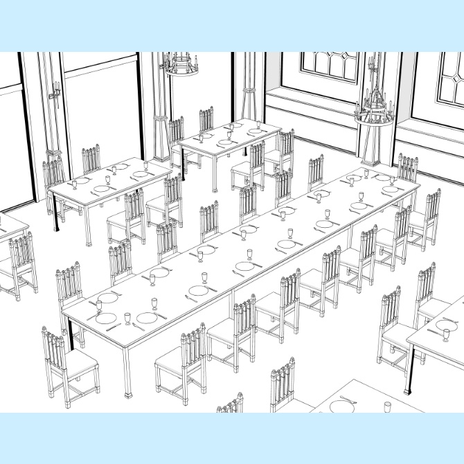 【3D素材】中世の食堂1【cs3o】