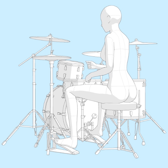 【3D素材】ドラムセット1【cs3o】