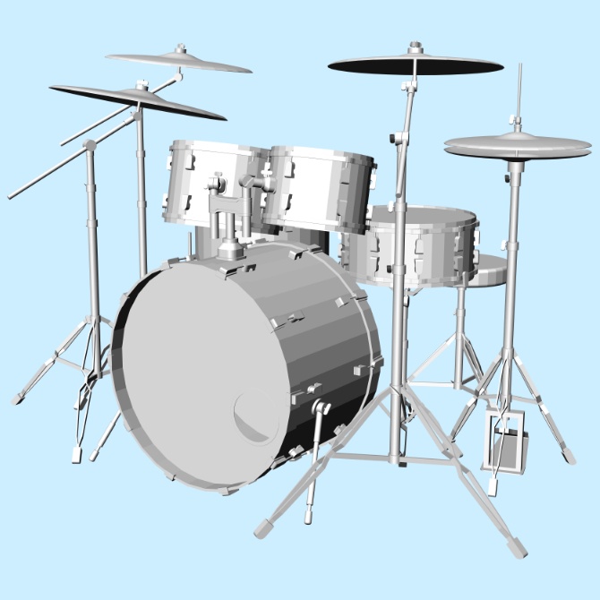 【3D素材】ドラムセット1【cs3o】
